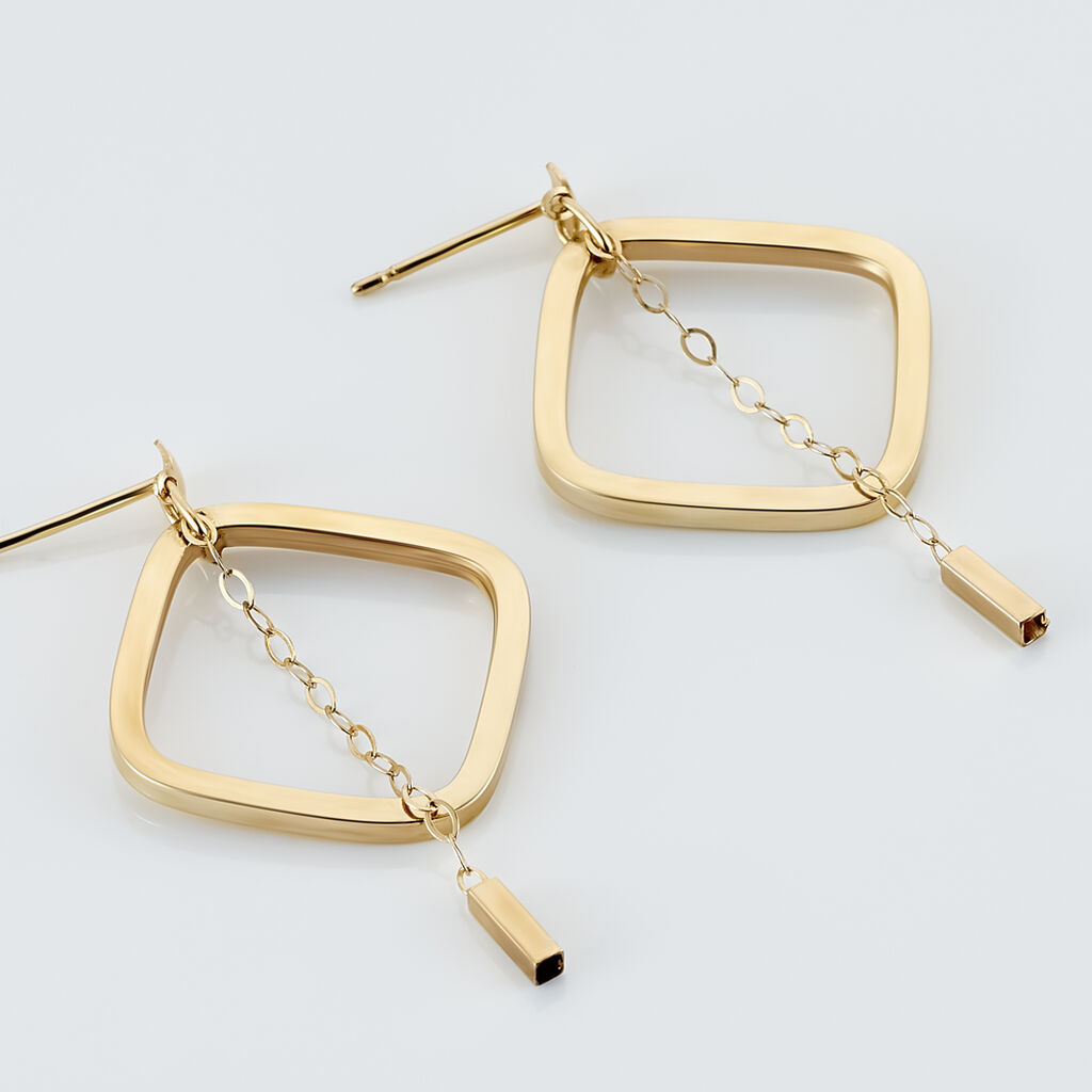 Cr&eacute;oles Elyette Carre Ajoure Or Jaune - Boucles d'oreilles cr&eacute;oles Femme | Histoire d&rsquo;Or