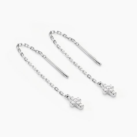 Boucles D'oreilles Pendantes Siem Argent Blanc Oxyde De Zirconium - Boucles d'oreilles fantaisie Femme | Histoire d’Or