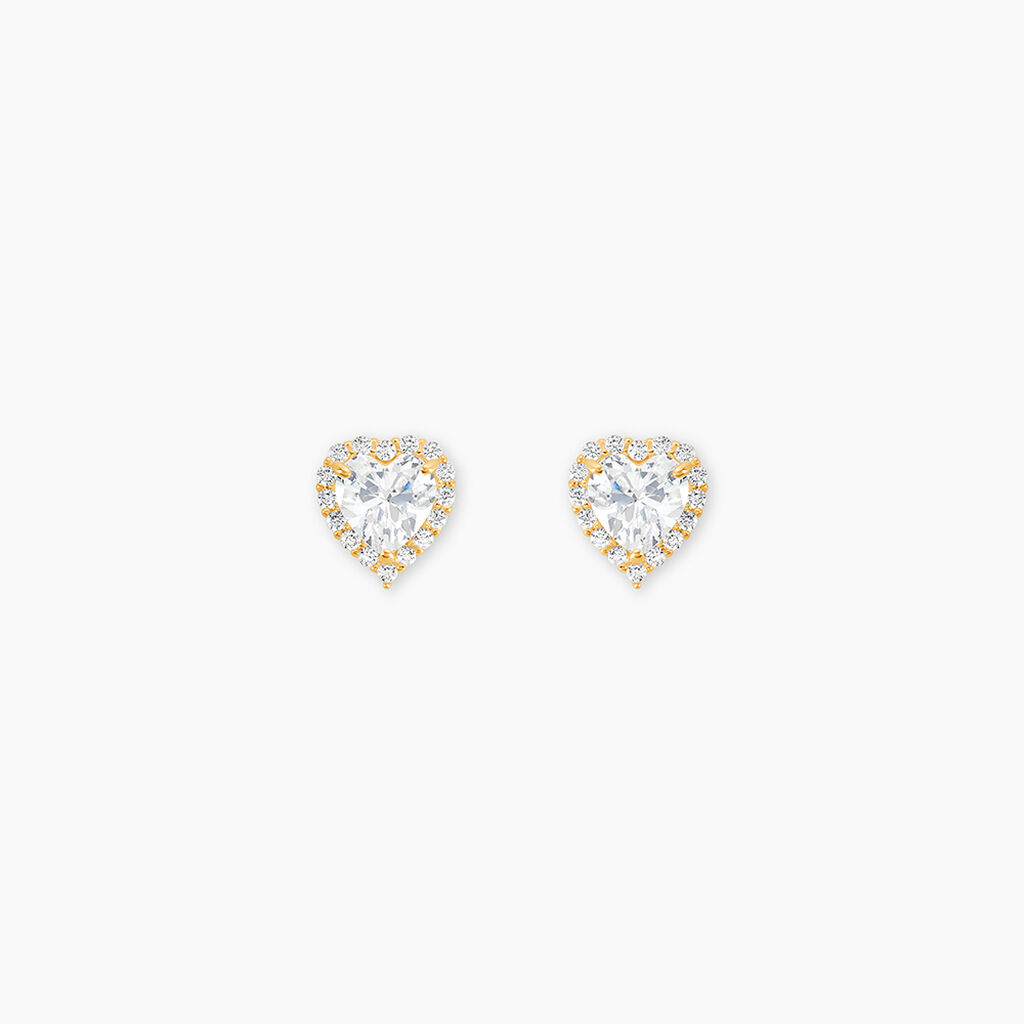 Boucles D'oreilles Puces Aymane Or Jaune Oxyde De Zirconium - Clous d'oreilles Famille | Histoire d’Or