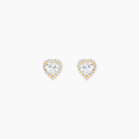 Boucles D'oreilles Puces Aymane Or Jaune Oxyde De Zirconium - Clous d'oreilles Famille | Histoire d’Or