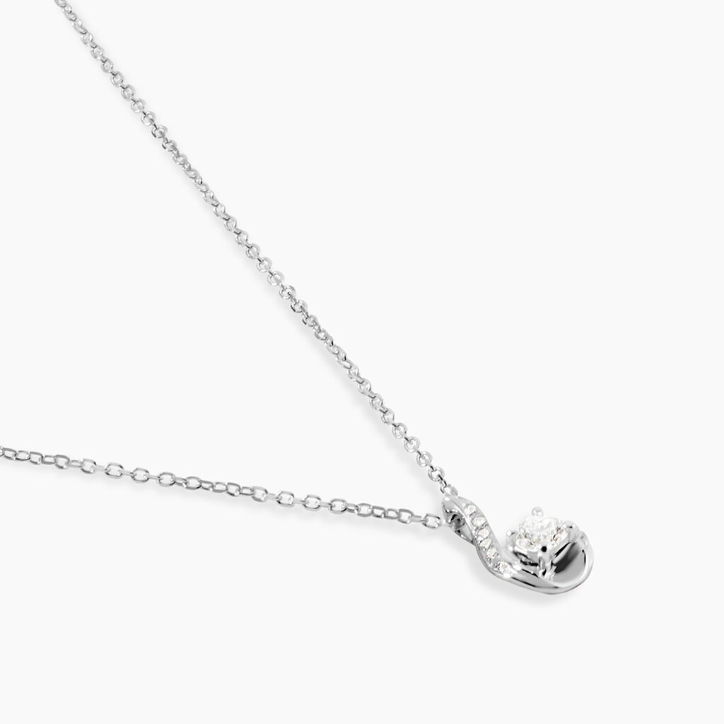 Collier Vrille Accompagnee Or Blanc Diamant - Colliers Femme | Histoire d&rsquo;Or