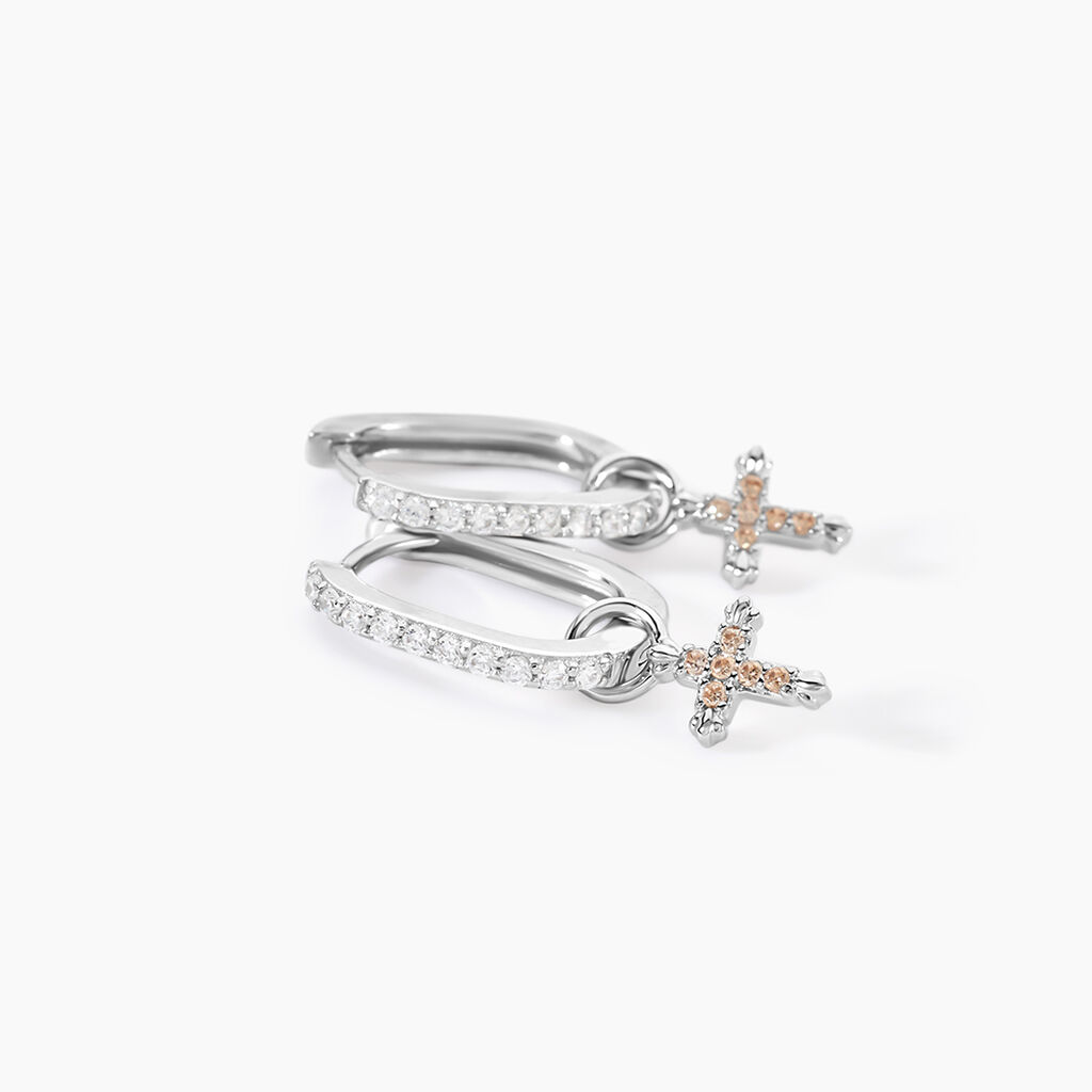 Cr&eacute;oles Glynis Argent Blanc Oxyde De Zirconium - Boucles d'oreilles cr&eacute;oles Femme | Histoire d&rsquo;Or