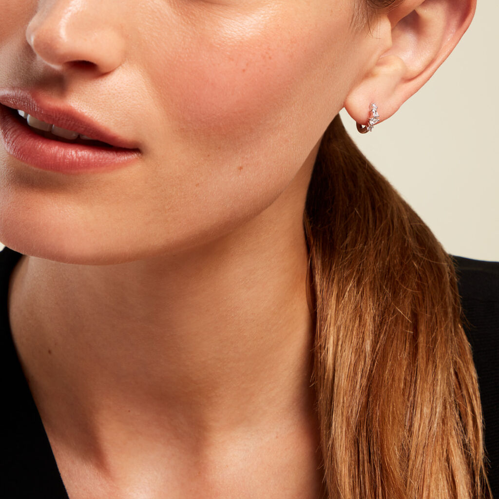 Créoles Eitane Argent Blanc Oxyde De Zirconium - Boucles d'oreilles créoles Femme | Histoire d’Or