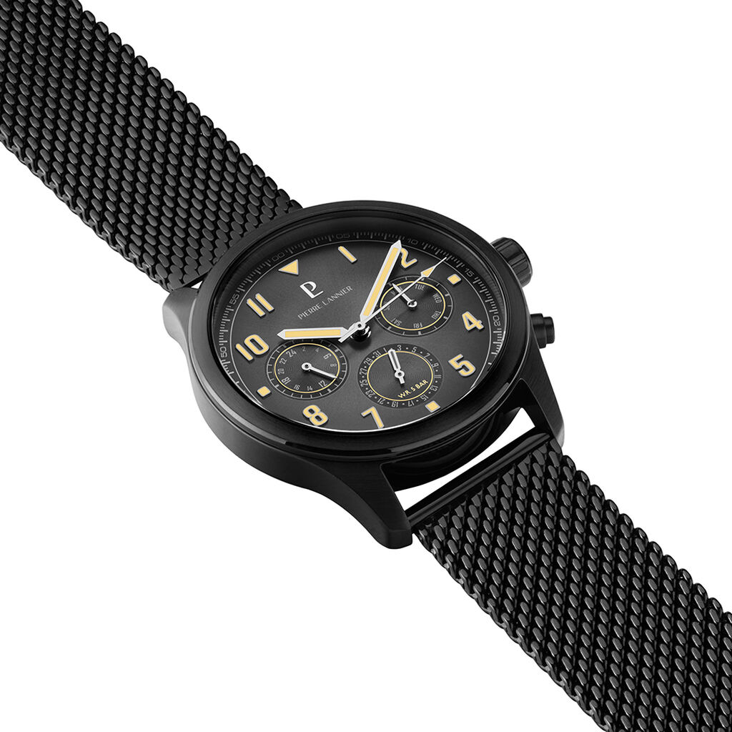 Montre Pierre Lannier Lannier Aviateur Noir - Montres &eacute;tanches Homme | Histoire d&rsquo;Or