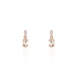 Boucles D'oreilles Puces Antonia Or Rose Morganite Et Diamant - Clous d'oreilles Femme | Histoire d’Or