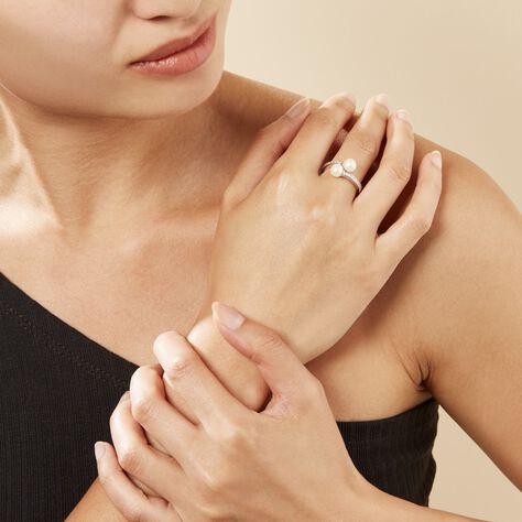 Bague Ajustable Argent Blanc Jeronimo Perle Oxydes De Zirconium - Bagues avec pierre Femme | Histoire d’Or