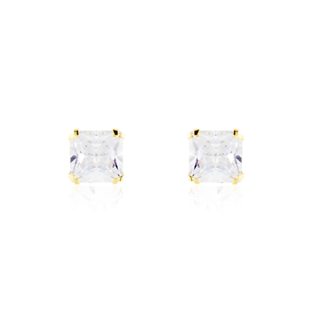 Boucles D'oreilles Puces Or Jaune Doreen Oxydes De Zirconium - Clous d'oreilles Famille | Histoire d&rsquo;Or