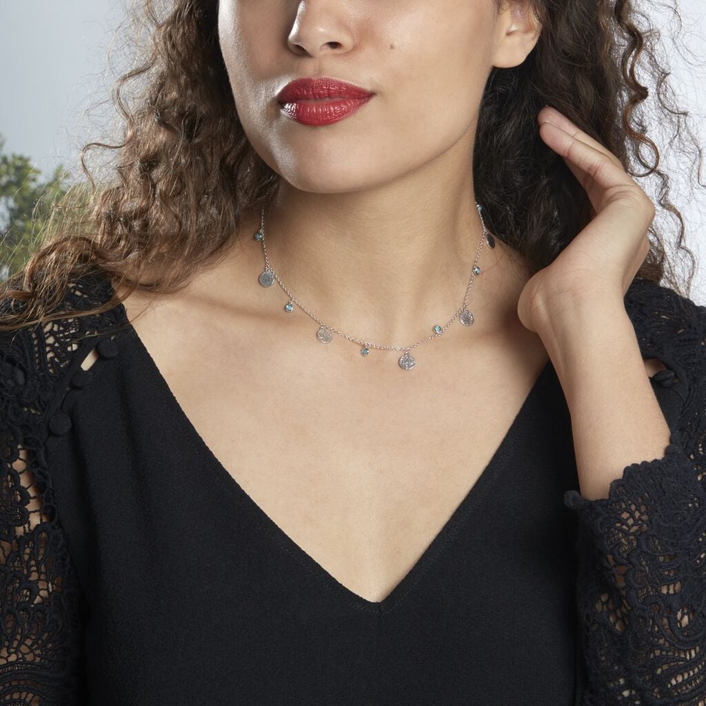Collier Tanaya Argent Blanc Verre - Colliers Femme | Histoire d&rsquo;Or