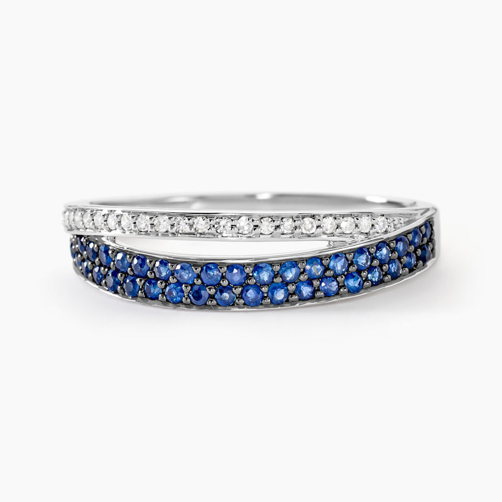 Bague Agapanthe Or Blanc Saphir Et Diamant - Bagues avec pierre Femme | Histoire d’Or