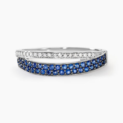 Bague Agapanthe Or Blanc Saphir Et Diamant - Bagues avec pierre Femme | Histoire d’Or