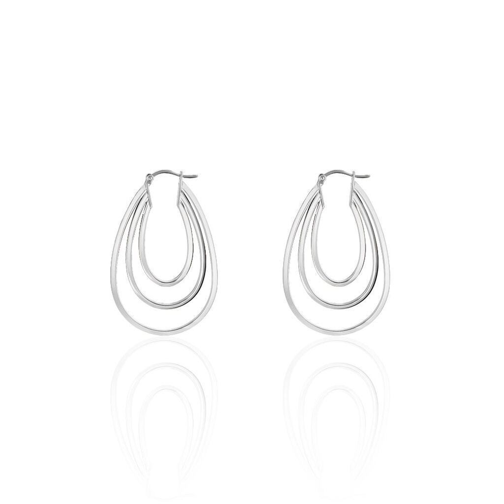 Créoles Aglae Acier Blanc - Boucles d'oreilles créoles Femme | Histoire d’Or