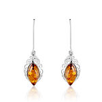 Boucles D'oreilles Argent Blanc Enya Ambre - Boucles d'oreilles fantaisie Femme | Histoire d&rsquo;Or