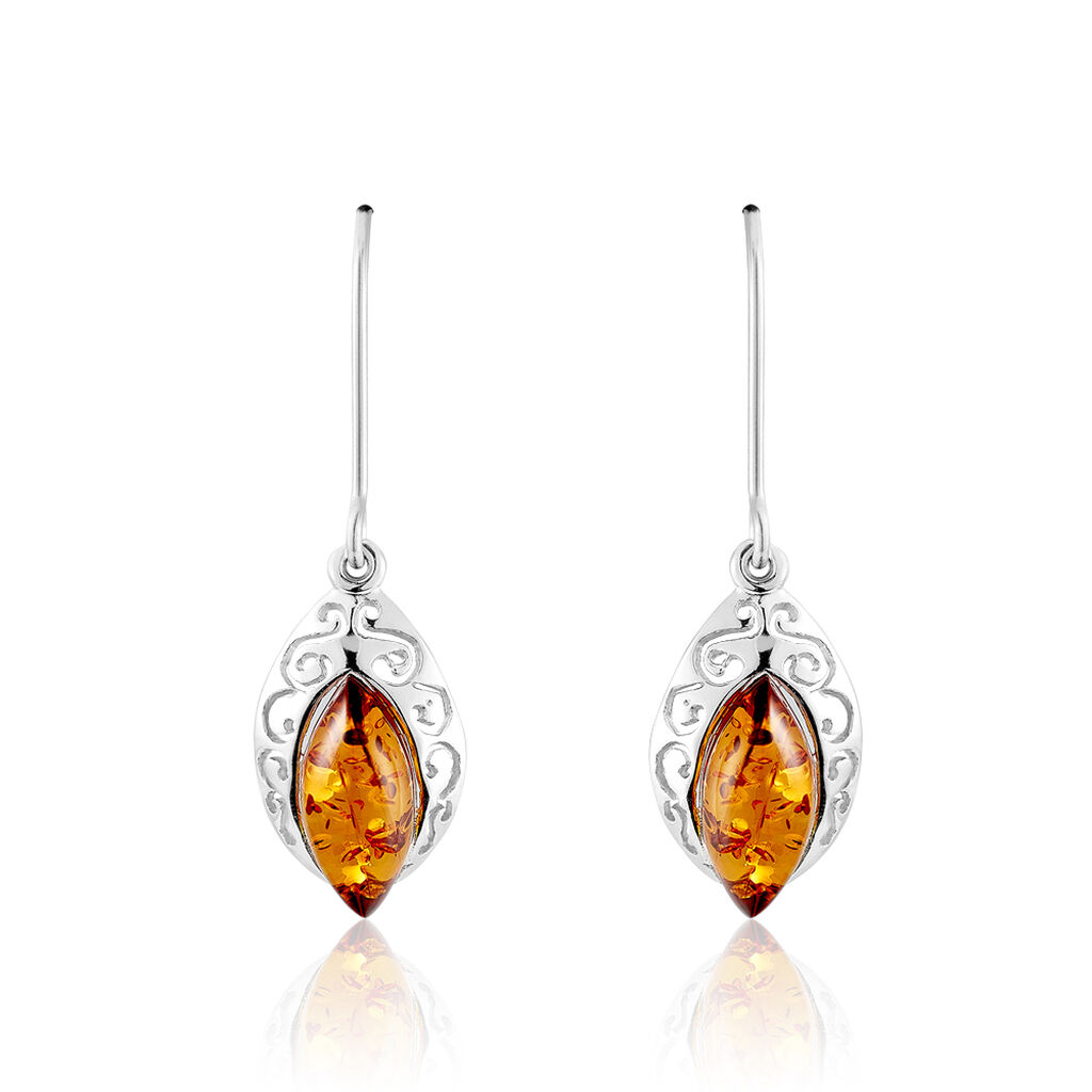 Boucles D'oreilles Argent Blanc Enya Ambre - Boucles d'oreilles fantaisie Femme | Histoire d’Or