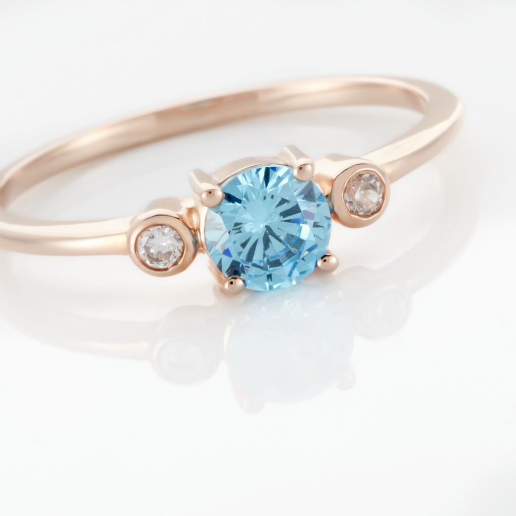 Bague Solitaire Shir Argent Rose Oxyde De Zirconium - Bagues solitaires Femme | Histoire d&rsquo;Or