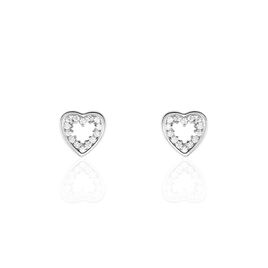 Boucles D'oreilles Puces Ibosus Argent Oxyde - Boucles d'Oreilles Coeur Femme | Histoire d’Or