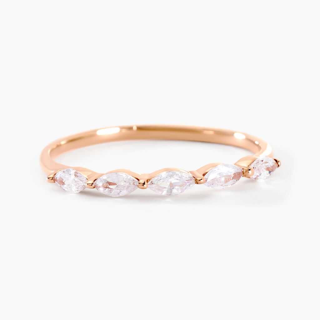 Bague Navette Argent Rose Oxyde De Zirconium - Bagues avec pierre Femme | Histoire d’Or