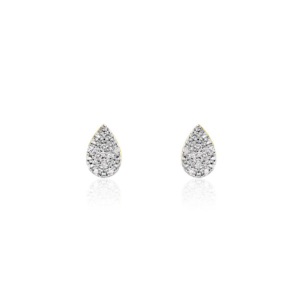 Boucles D'oreilles Puces Pear C Or Jaune Diamant - Clous d'oreilles Femme | Histoire d’Or