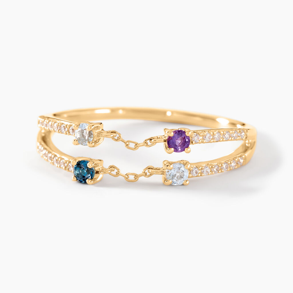 Bague Chaîne Universe Or Jaune Améthyste Topaze - Bagues avec pierre Femme | Histoire d’Or
