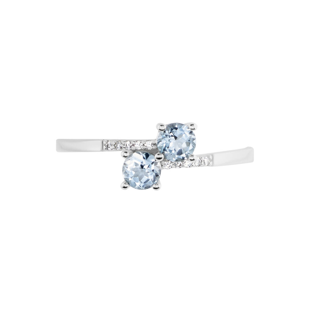 Bague Pollie Or Blanc Topaze Bleu Sky Oxyde De Zirconium - Bagues avec pierre Femme | Histoire d’Or