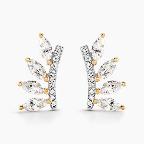 Boucles D'oreilles Puces Tiara Or Jaune Oxyde De Zirconium - Clous d'oreilles Femme | Histoire d’Or