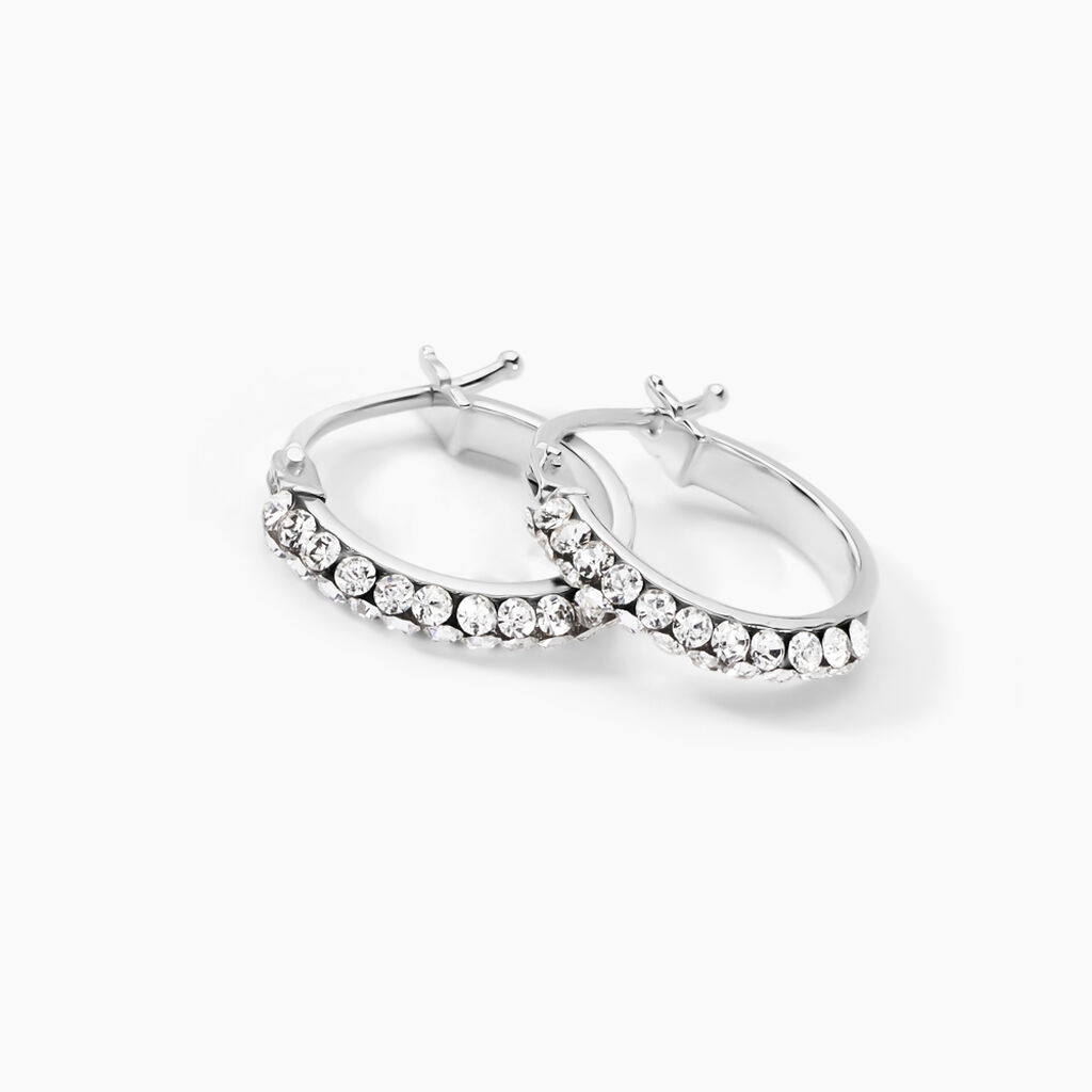 Créoles Sandrine Or Blanc Strass - Boucles d'oreilles créoles Femme | Histoire d’Or