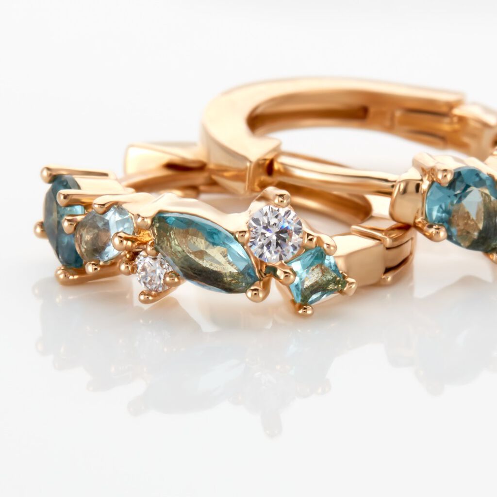 Créoles More Plaqué Or Jaune Pierre Artificielle - Boucles d'oreilles créoles Femme | Histoire d’Or