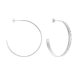 Créoles Abram Acier Blanc - Boucles d'oreilles créoles Femme | Histoire d’Or
