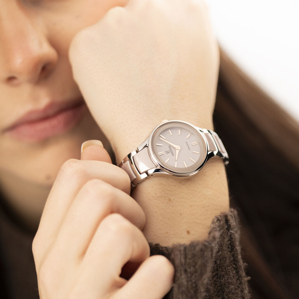 Montre Festina Ceramic Bimatiere Beige - F&ecirc;te des m&egrave;res Femme | Histoire d&rsquo;Or