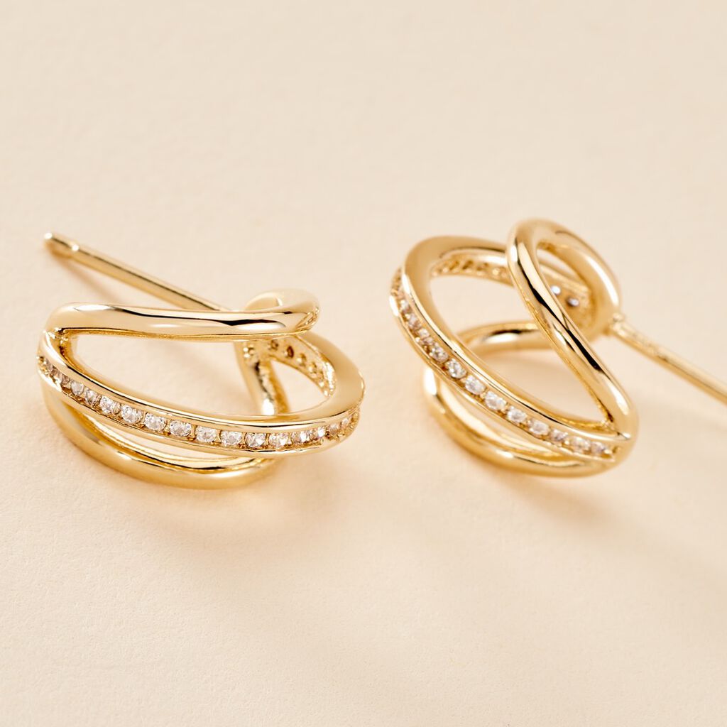 Créoles Preeti Plaqué Or Jaune Oxyde De Zirconium - Boucles d'oreilles créoles Femme | Histoire d’Or