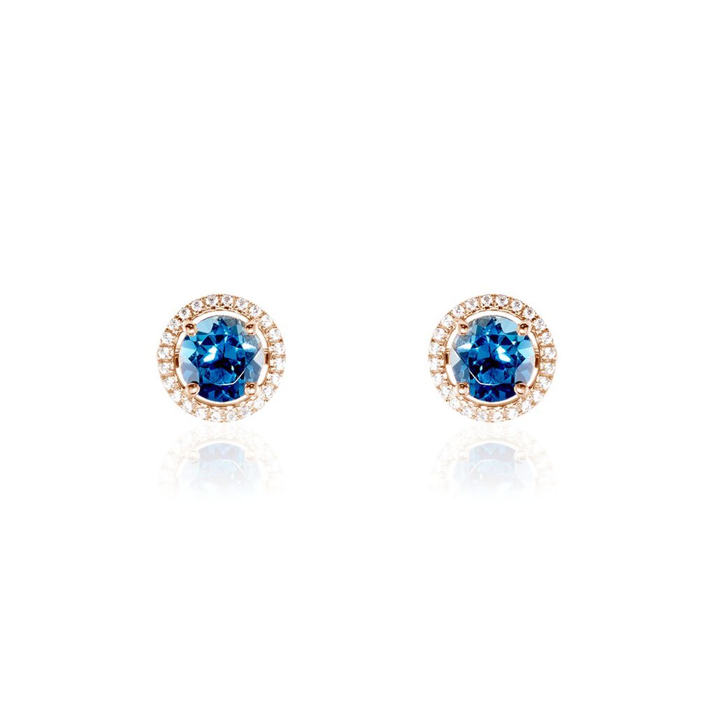 Boucles D'oreilles Puces Or Rose Maeva Topazes Oxydes De Zirconium - Clous d'oreilles Femme | Histoire d&rsquo;Or