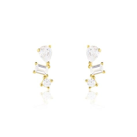 Boucles D'oreilles Puces Osip Or Jaune Oxyde De Zirconium - Clous d'oreilles Femme | Histoire d&rsquo;Or