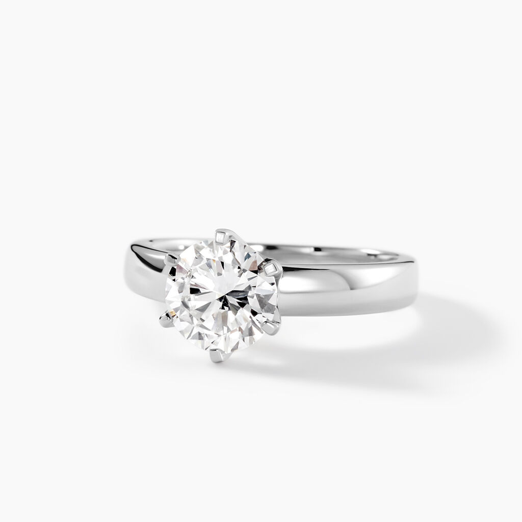 Bague Natalia Ld Platine Blanc Diamant Synth&eacute;tique - Bagues solitaires Femme | Histoire d&rsquo;Or
