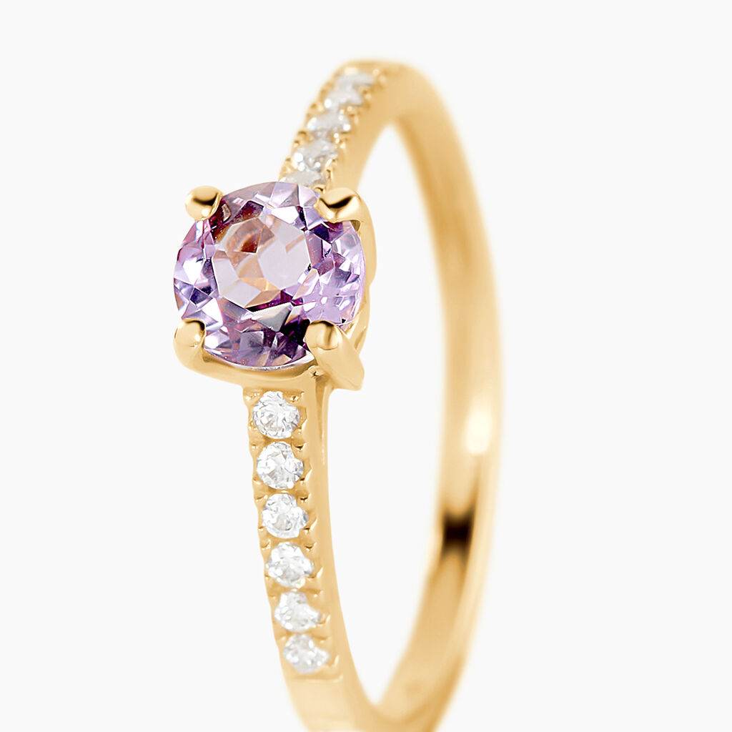 Bague Or Jaune Manon Am&eacute;thyste - Bagues solitaires Femme | Histoire d&rsquo;Or