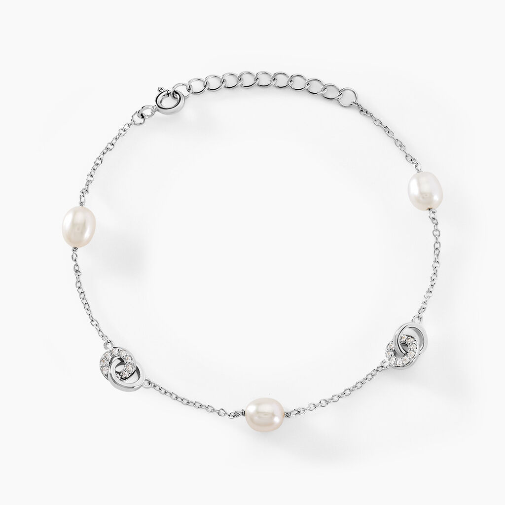 Bracelet Gaetane Argent Blanc Perle De Culture Oxyde De Zirconium - Bracelets Femme | Histoire d&rsquo;Or