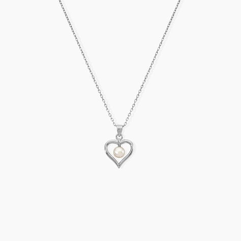 Collier Ainhoa Maille For&ccedil;at Argent Blanc Perle De Culture - Colliers fantaisie Femme | Histoire d&rsquo;Or
