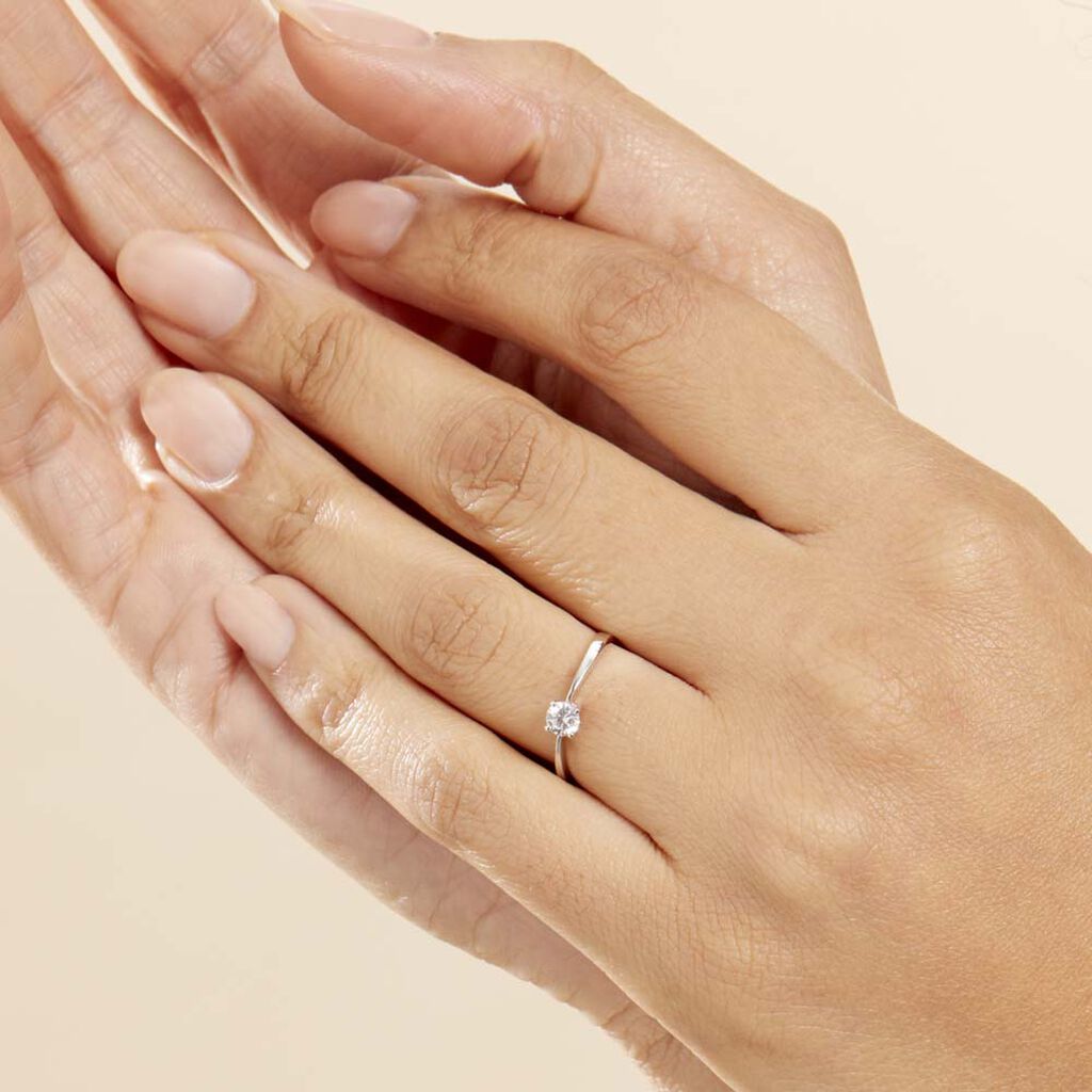 Bague Solitaire Abriel Or Blanc Oxyde De Zirconium - Bagues solitaires Femme | Histoire d’Or