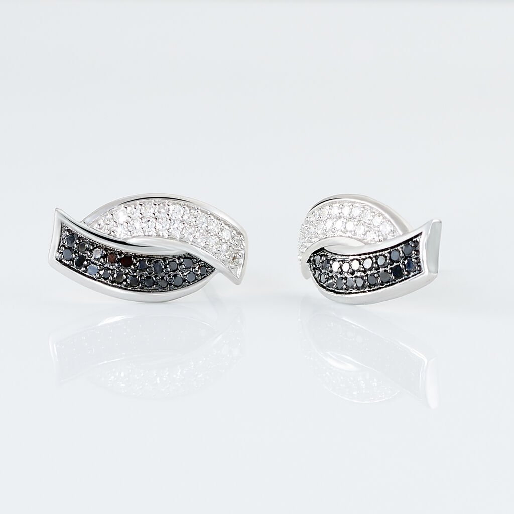 Boucles D'oreilles Puces Oia Or Blanc Diamant - Clous d'oreilles Femme | Histoire d’Or