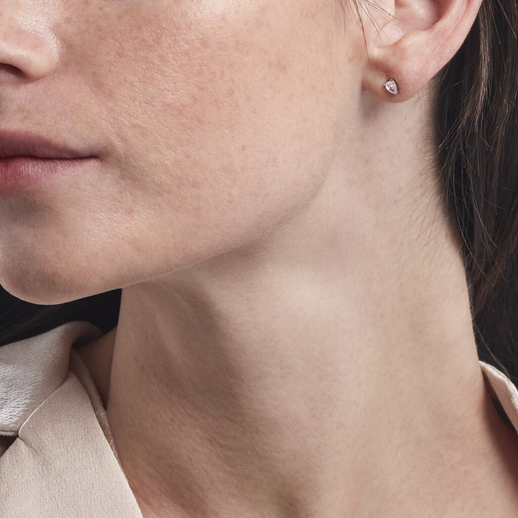 Boucles D'oreilles Puces Anaru Argent Blanc Oxyde De Zirconium - Boucles d'oreilles fantaisie Femme | Histoire d’Or