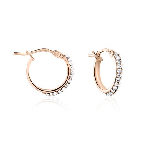 Créoles Sandrine Or Rose Strass - Boucles d'oreilles créoles Femme | Histoire d’Or