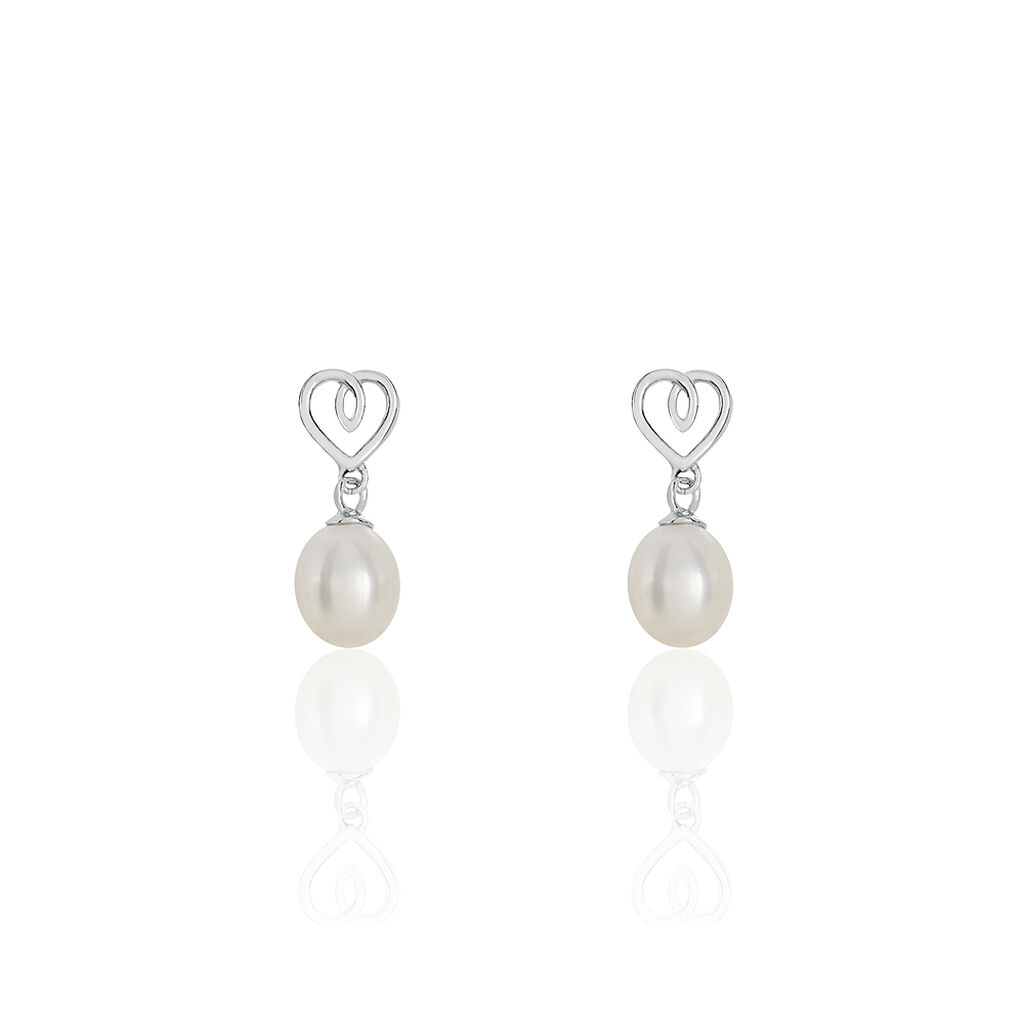 Boucles D'oreilles Pendantes Miley Argent Blanc Perle De Culture - Boucles d'oreilles fantaisie Femme | Histoire d’Or
