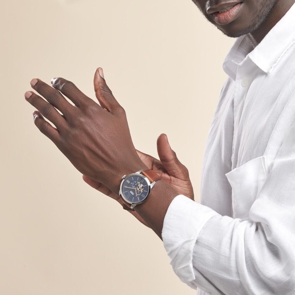 Fossil ME3110 Townsman Automatic | blue dial stainless steel |  zimsonwatches – Zimson Watch Store