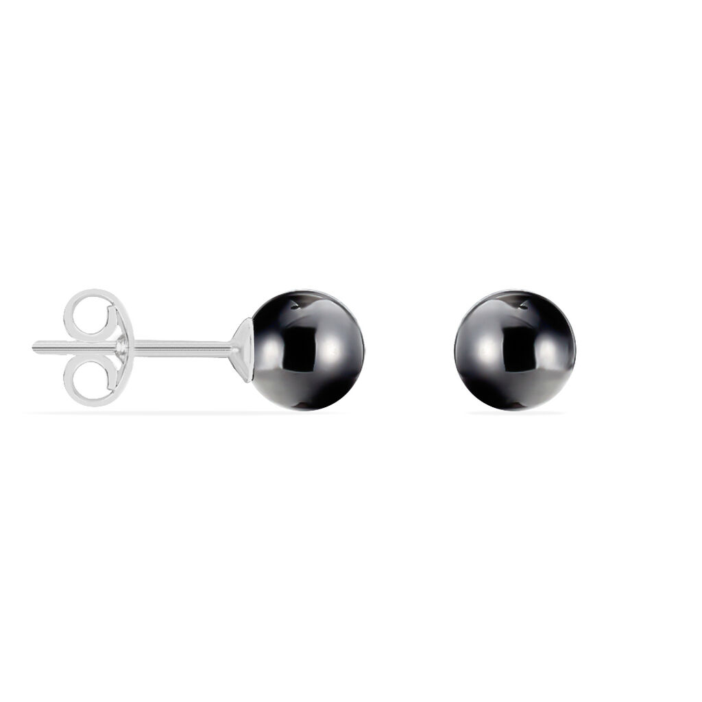 Boucles D'oreilles Puces Orbe Argent Blanc Céramique - Boucles d'oreilles fantaisie Femme | Histoire d’Or