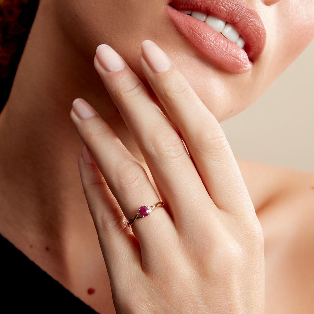 Bague Or Jaune Cassie Rubis Diamants - Bagues solitaires Femme | Histoire d’Or