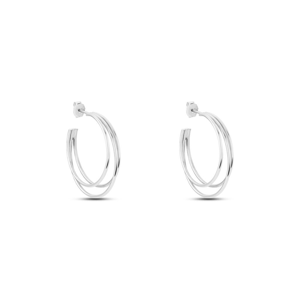 Créoles Argent Blanc Jukka - Boucles d'oreilles créoles Femme | Histoire d’Or