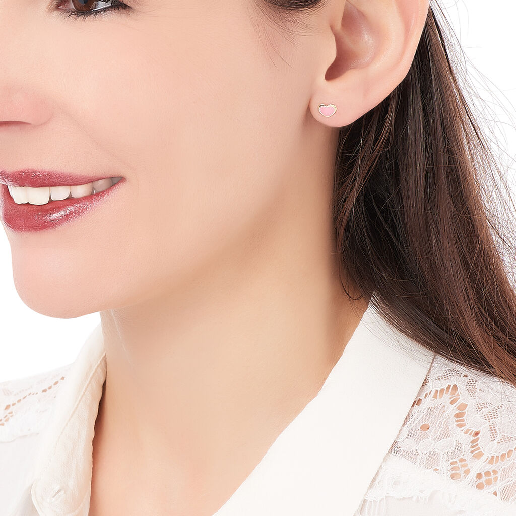 Boucles D'oreilles Puces Coeurs Or Jaune - Clous d'oreilles Enfant | Histoire d’Or