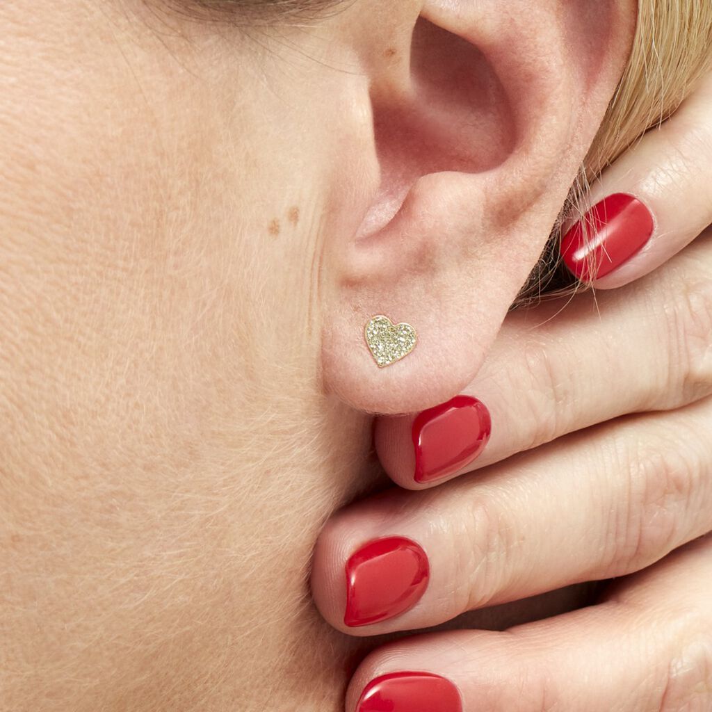 Boucles D'oreilles Puces Marta Or Jaune - Boucles d'Oreilles Coeur Femme | Histoire d’Or