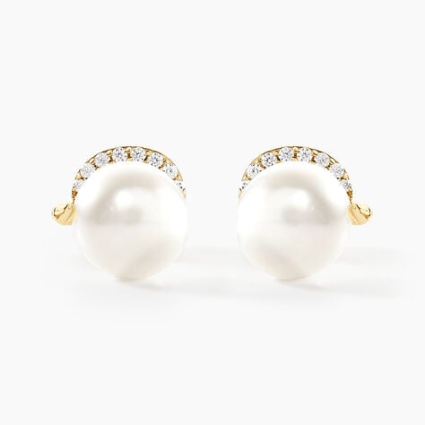 Boucles D'oreilles Puces Lucinda Or Jaune Perle De Culture - Clous d'oreilles Femme | Histoire d’Or
