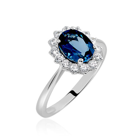 Bague Or Blanc Quintilla Topaze London Blue Et Oxydes - Bagues solitaires Femme | Histoire d’Or