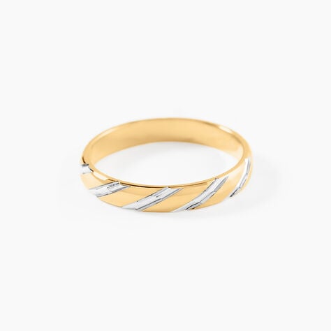 Alliance Strie Fantaisie Demi Jonc Classique Or Bicolore - Alliances Unisex | Histoire d&rsquo;Or
