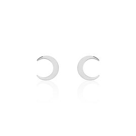 Boucles D'oreilles Puces Astre Argent Blanc - Boucles d'Oreilles Lune Femme | Histoire d’Or